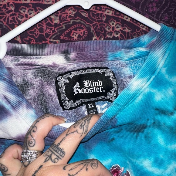 Tie-Dye Sweatshirt with Floral Embroidery - Picture 2 of 4